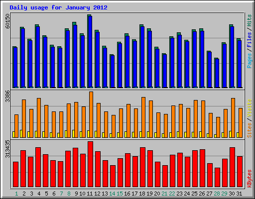 Daily usage for January 2012