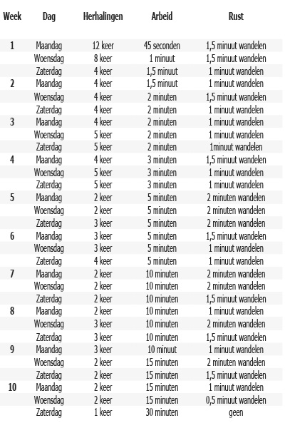 Schema hardlopen voor beginners